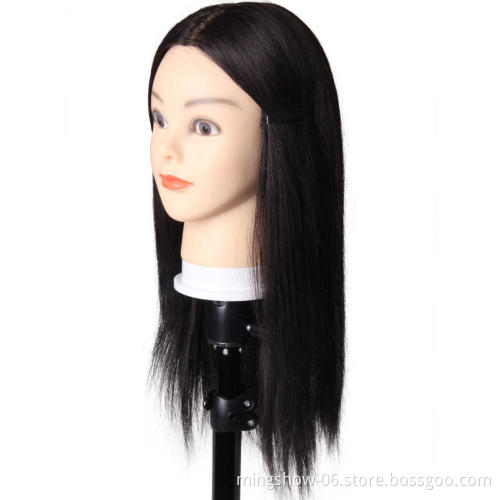 Human Hair Mannequin Head with 30% Mixed Real Hair  Cosmetology Practice Hairdressing Doll Women Head